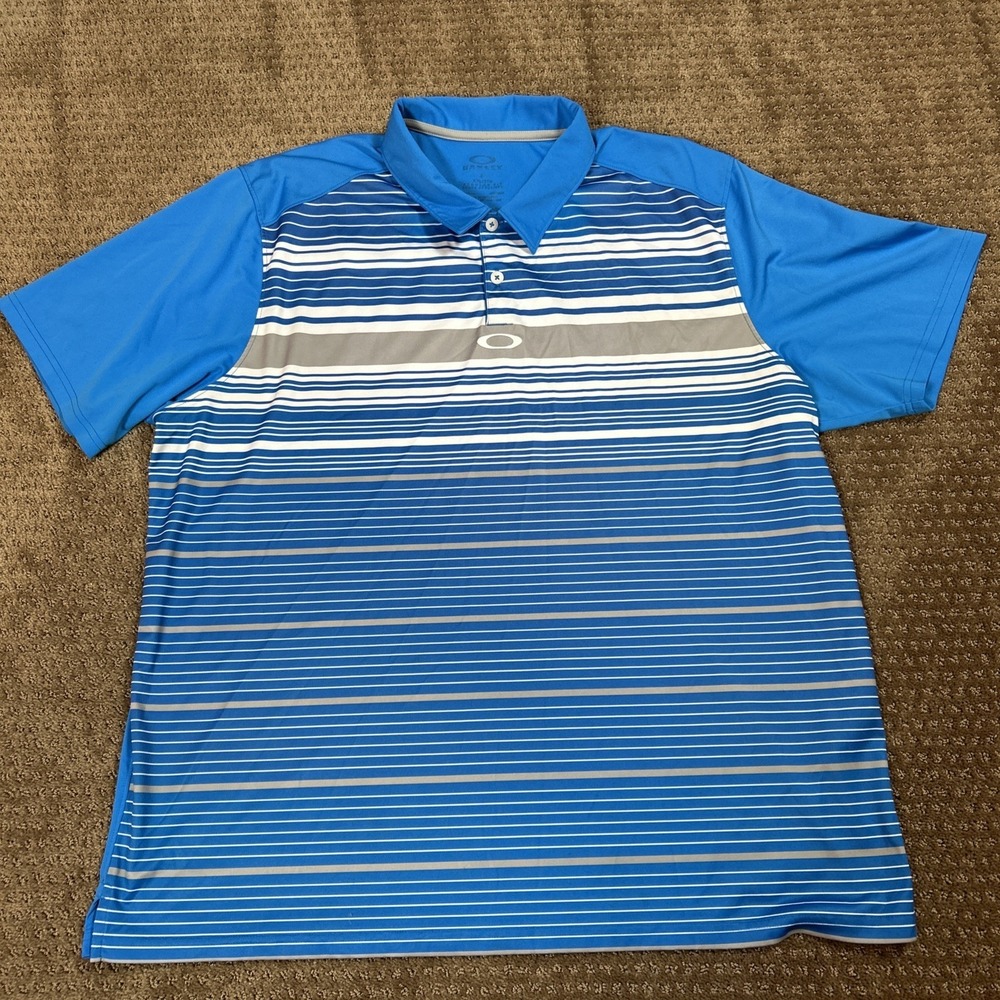 Oakley Hydrolix Sport Golf Polo Shirt Men's XXL Gren Stripe Stretch
